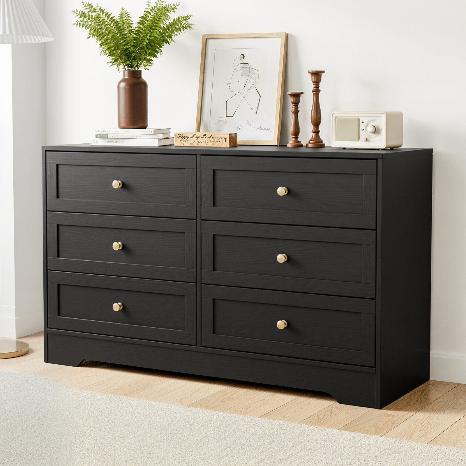 FUR-U-CDR-6D-BK-AB-202602252030-00 Artiss 6 Chest of Drawers Tallboy Cabinet - LEIF Black - Image 1
