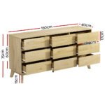 Artiss 9 Chest of Drawers Tallboy Cabinet - XAVI Pine - Image 4