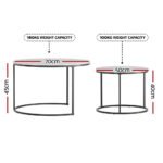 Artiss Nesting Coffee Table Set of 2 Marble Effect - Image 2
