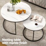 Artiss Nesting Coffee Table Set of 2 Marble Effect - Image 4