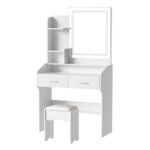 Artiss Dressing Table Set Stool Led White Doria - Image 2