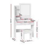 Artiss Dressing Table Set Stool Led White Doria - Image 3