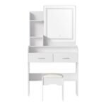Artiss Dressing Table Set Stool Led White Doria - Image 4