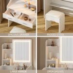 Artiss Dressing Table Set Stool Led White Doria - Image 6