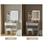 Artiss Dressing Table Set Stool Led White Doria - Image 7