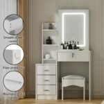Artiss Dressing Table Vanity Desk Set Stool Led White - Image 7