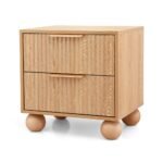 Artiss Rattan Bedside Table 2 Drawers Pine - Image 2