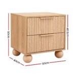 Artiss Rattan Bedside Table 2 Drawers Pine - Image 3