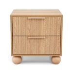 Artiss Rattan Bedside Table 2 Drawers Pine - Image 4