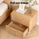 Artiss Rattan Bedside Table 2 Drawers Pine - Image 5