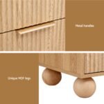 Artiss Rattan Bedside Table 2 Drawers Pine - Image 6