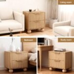 Artiss Rattan Bedside Table 2 Drawers Pine - Image 7