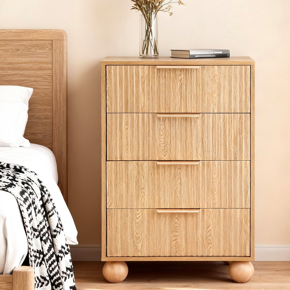 FUR-Z-CDR-03-4D-WD-AB-202510301616-00 Artiss 4 Chest of Drawers Dresser Tallboy Pine - Image 1