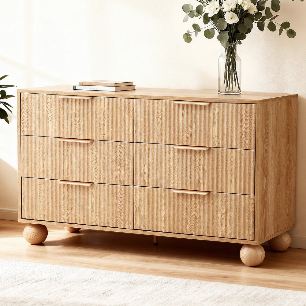 FUR-Z-CDR-04-6D-WD-AB-202510301616-00 Artiss 6 Chest of Drawers Dresser Tallboy Pine - Image 1
