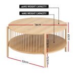 Artiss Coffee Table 2-Tier Round Wood - Image 2