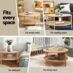 Artiss Coffee Table 2-Tier Round Wood - Image 6
