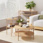 Artiss Coffee Table 2-Tier Round Wood - Image 7