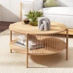 Artiss Coffee Table 2-Tier Round Wood - Image 8