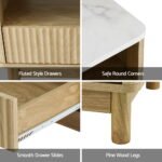 Artiss Coffee Table Drawer Shelf Marble Effect Wood&White - Image 6