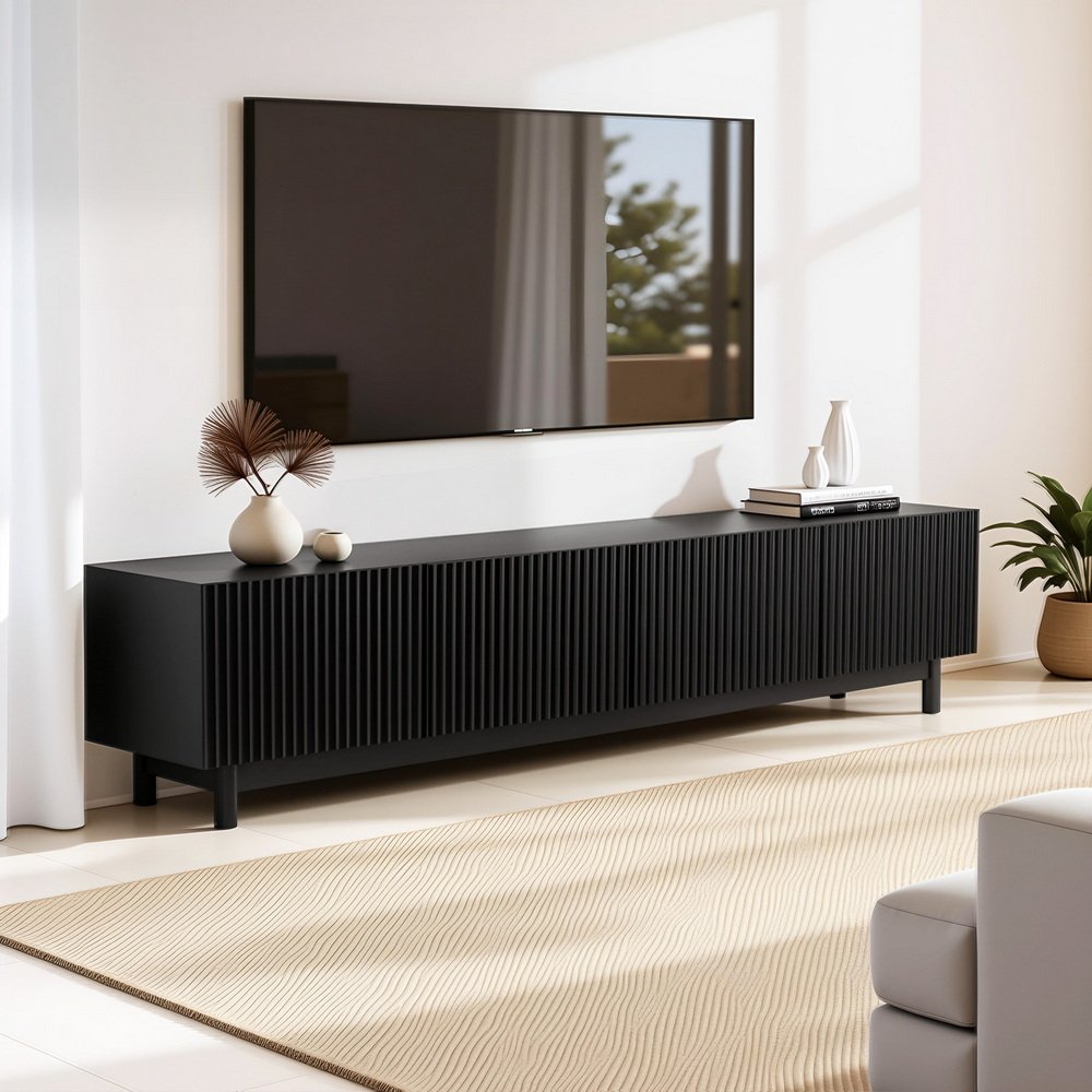 FUR-Z-CT02-TV180-BK-AB-202510301616-00 Artiss TV Unit Entertainment Unit Storage Cabinet 180cm Black - Image 1