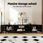 Artiss TV Unit Entertainment Unit Storage Cabinet 180cm Black - Image 5