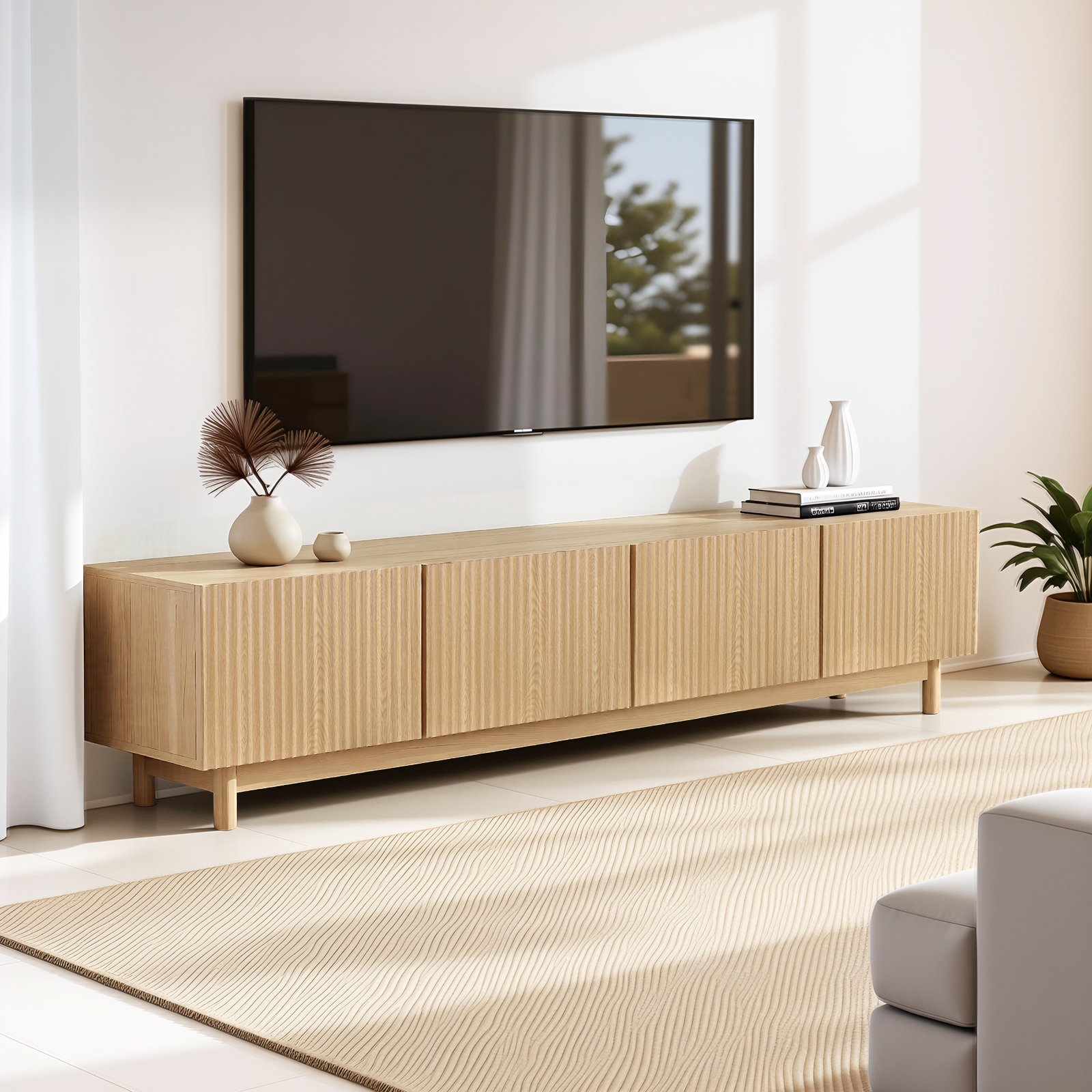 FUR-Z-CT02-TV180-WD-AB-202603051616-00 Artiss TV Unit Entertainment Unit Storage Cabinet 180cm Pine - Image 1