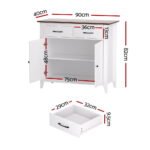 Artiss Buffet Sideboard Storage Cabinet Kitchen Cupboard Hallway 2 Drawers White - Image 3