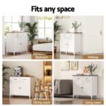 Artiss Buffet Sideboard Storage Cabinet Kitchen Cupboard Hallway 2 Drawers White - Image 8