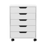 Artiss 5-Drawer Filing Cabinet Mobile Rolling Storage Cabinet Chest of Drawers Stand White - Image 4