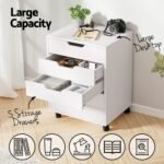 Artiss 5-Drawer Filing Cabinet Mobile Rolling Storage Cabinet Chest of Drawers Stand White - Image 5
