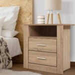 Artiss Bedside Table 2 Drawers with Shelf - TARA Oak - Image 7