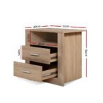 Artiss Bedside Table 2 Drawers with Shelf - TARA Oak - Image 2