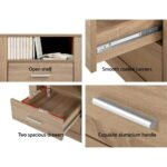 Artiss Bedside Table 2 Drawers with Shelf - TARA Oak - Image 6
