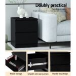 Artiss Bedside Table 2 Drawers - PEPE Black - Image 6