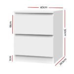 Artiss Bedside Table 2 Drawers - PEPE White - Image 2
