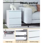 Artiss Bedside Table 2 Drawers - PEPE White - Image 6