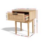 Artiss Bedside Tables Side Table Rattan Drawers Nightstand - Image 2