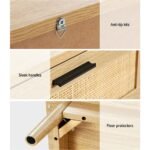 Artiss Rattan Bedside Table 2 Drawers Wood - RIE Oak - Image 6