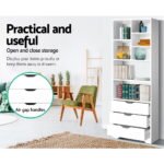 Artiss Bookshelf with Drawers - NANA White - Image 5