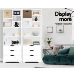 Artiss Bookshelf with Drawers - NANA White - Image 6