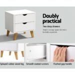 Artiss Bedside Table 2 Drawers - ANDERS White - Image 5