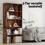 Artiss Bookshelf 5 Tiers Walnut - Image 5