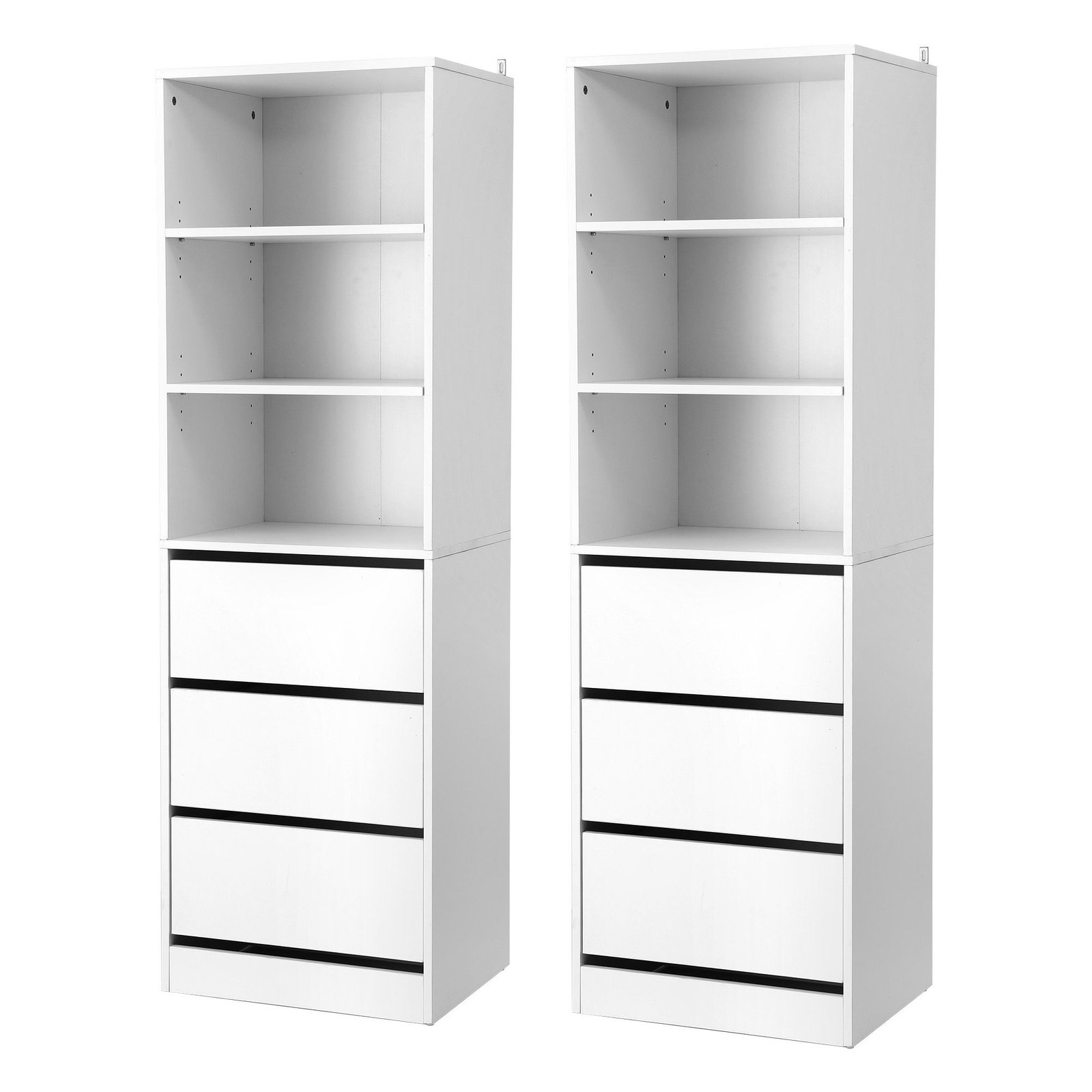 FURNI-L-CDR-3D3S-WHX2-00 Artiss 2x Chest of 3 Drawers Tallboy Cabinet White - Image 1