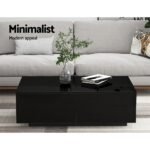 Artiss Coffee Table 4 Drawers Black Trevi - Image 3