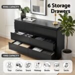 Artiss 6 Chest of Drawers Lowboy Black - Image 5