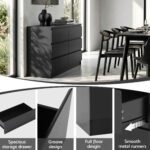 Artiss 6 Chest of Drawers Lowboy Black - Image 7