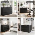 Artiss 6 Chest of Drawers Lowboy Black - Image 8