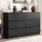 Artiss 6 Chest of Drawers Lowboy Black - Image 9
