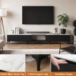 Artiss TV Cabinet Entertainment Unit Stand Extendable Black - Image 7