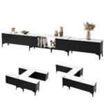 Artiss TV Cabinet Entertainment Unit Stand Extendable Black - Image 9